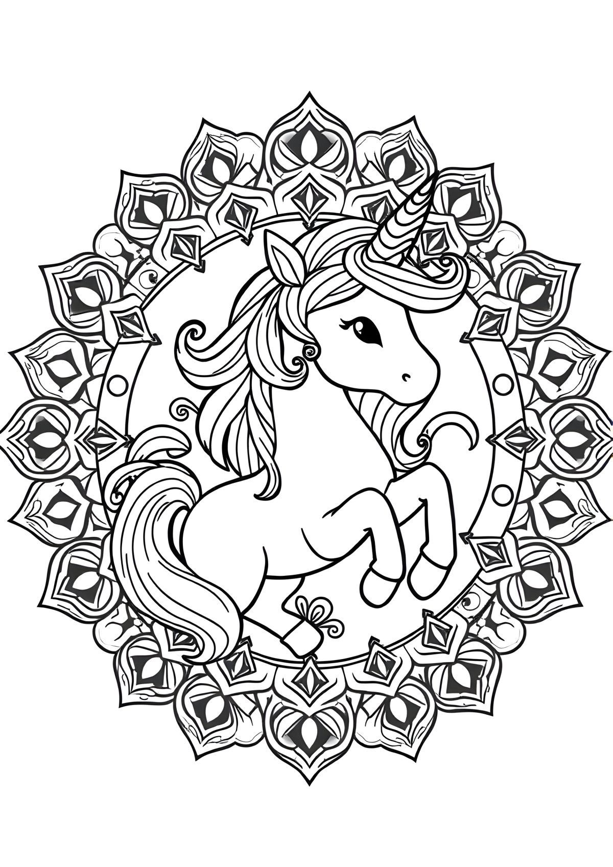 Mandala Unicorn Coloring Page For Kids coloring page for kids