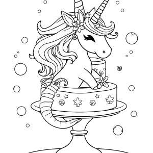 Mermaid Unicorn Cake Coloring Page coloring page for kids