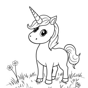 Magical Unicorn Cute Easy Unicorn Coloring Page coloring page for kids
