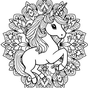 Printable Unicorn Mandala Coloring Page coloring page for kids