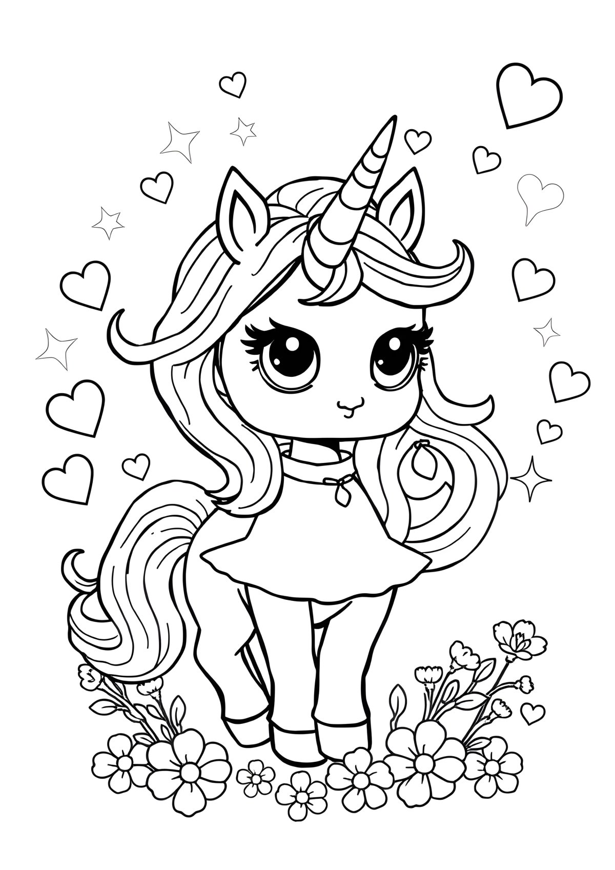 Unicorn Coloring Page For Girls Lol Dolls coloring page for kids