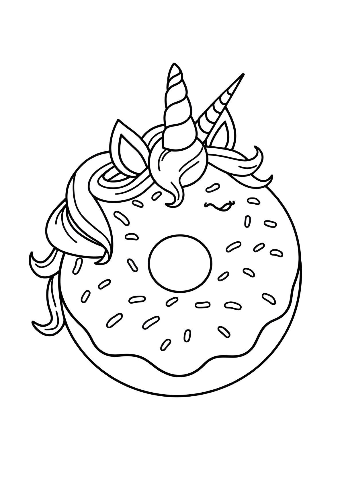 Unicorn Donuts Coloring Page coloring page for kids