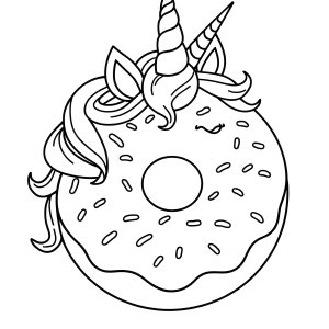 Unicorn Donuts Coloring Page coloring page for kids
