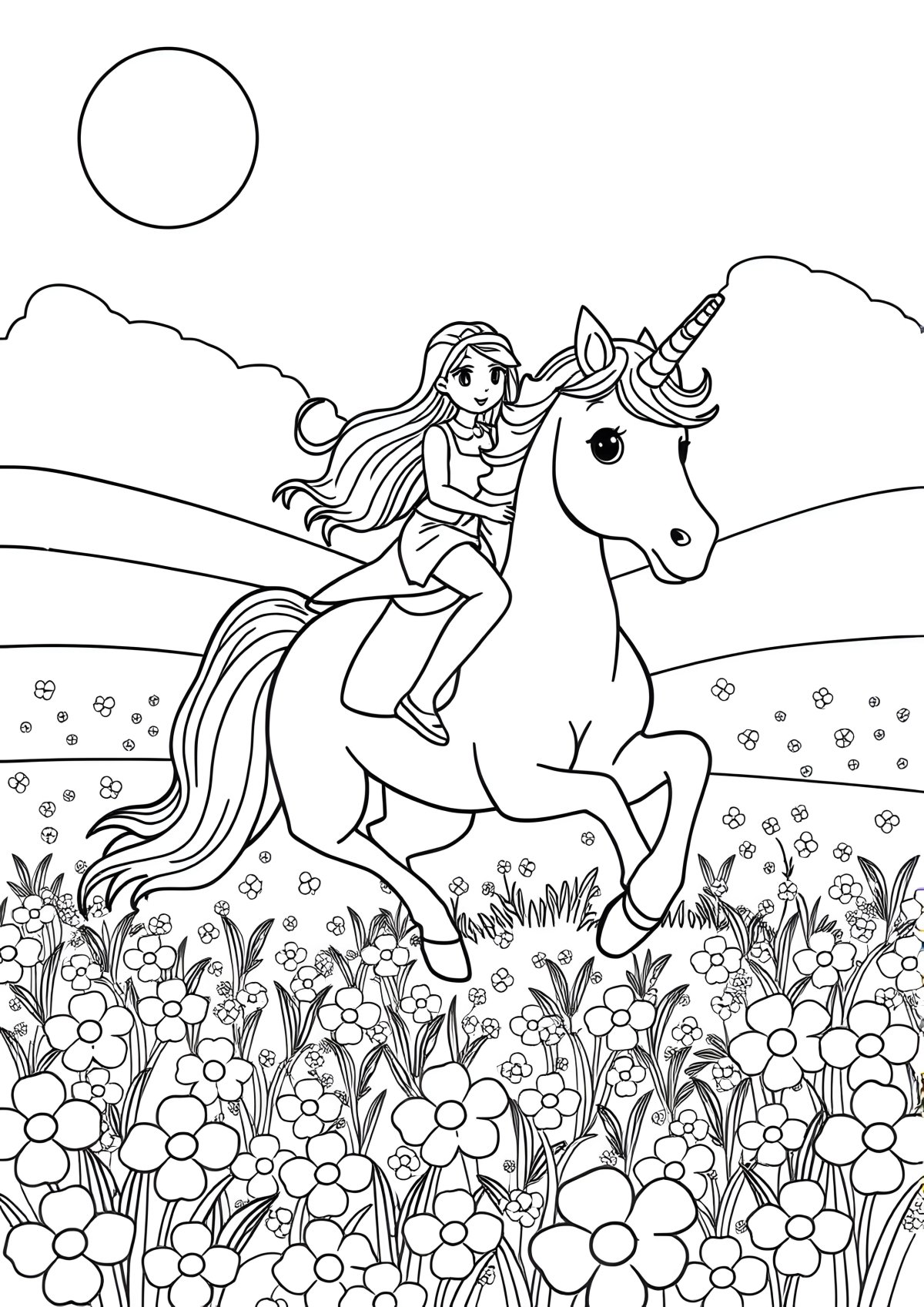 Unicorn Rider Coloring Page coloring page for kids