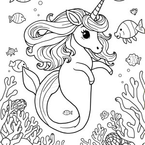 Mermaid Unicorn Coloring Page Pdf coloring page for kids