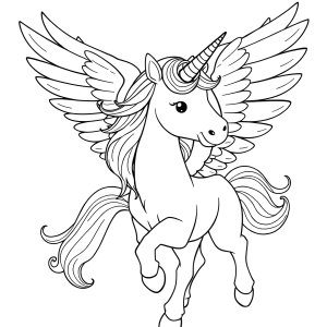 Realistic Winged Unicorn Coloring Page coloring page for kids