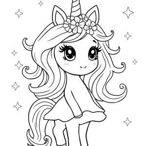 Cute Coloring Page Unicorn Girl coloring page for kids
