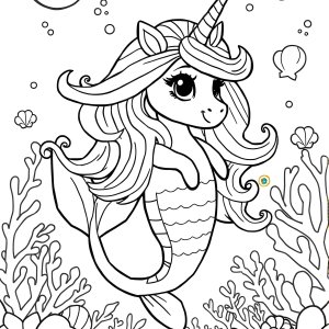 Mermaid Unicorn Mermaid Cute Coloring Page For Girls coloring page for kids