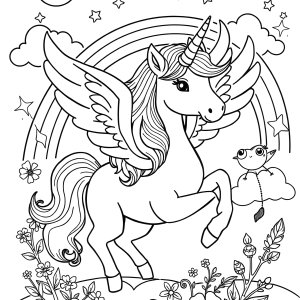 Unicorn And Pegasus Coloring Page coloring page for kids