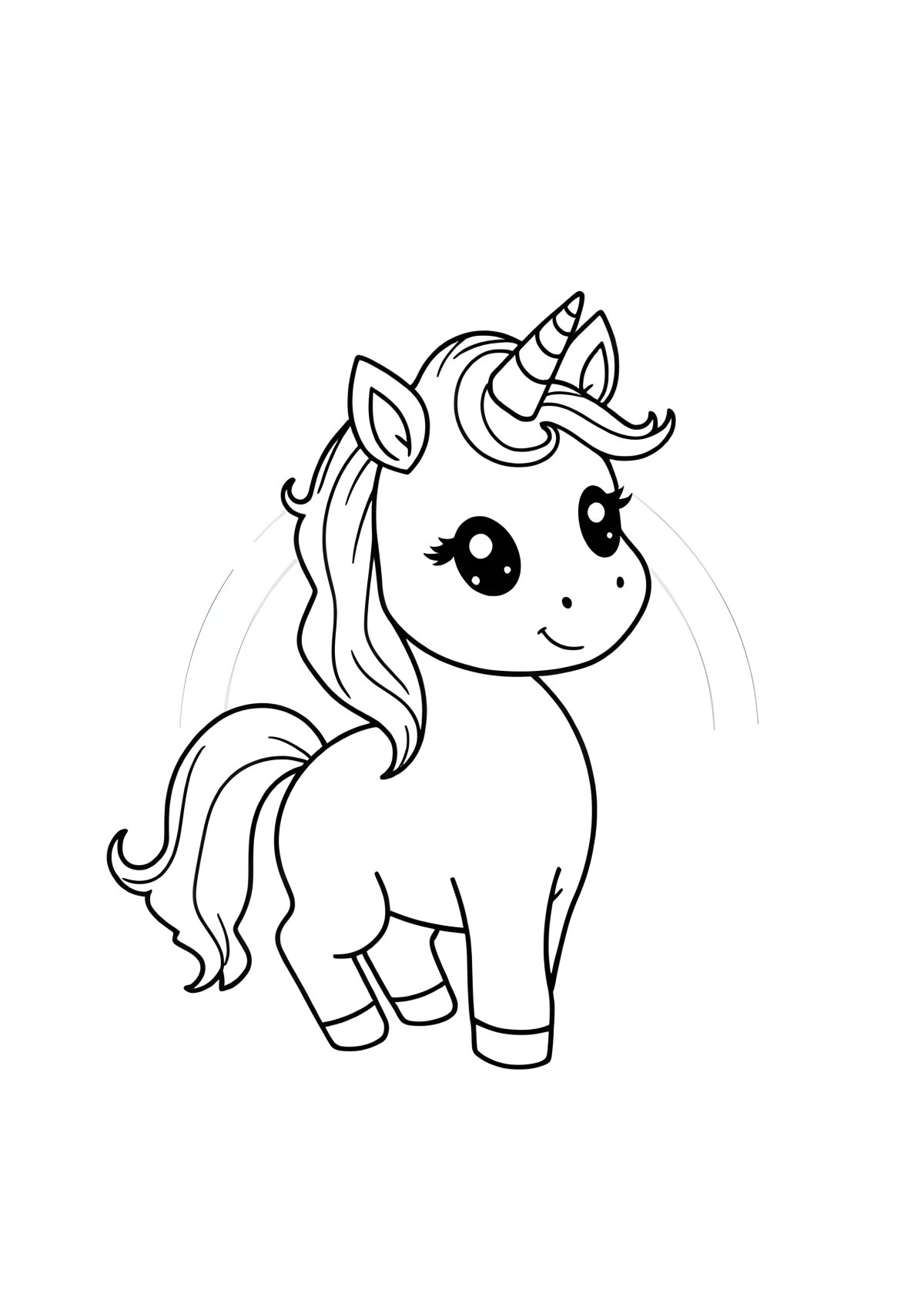 Baby Unicorn Drawing Rainbow Cute Unicorn Coloring Page coloring page for kids