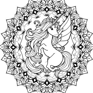 Unicorn Fairy Mandala Coloring Page coloring page for kids