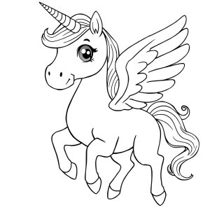 Unicorn Pegasus Horse Coloring Page coloring page for kids