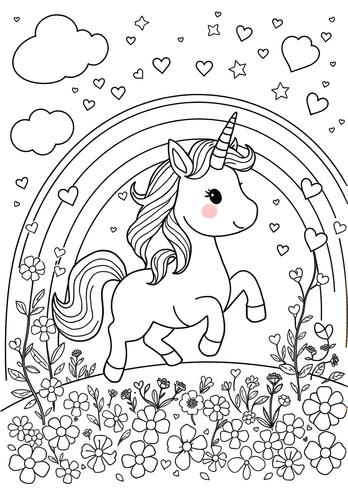 Coloring Page For Kids Unicorn Rainbow coloring page for kids