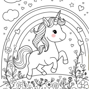 Coloring Page For Kids Unicorn Rainbow coloring page for kids