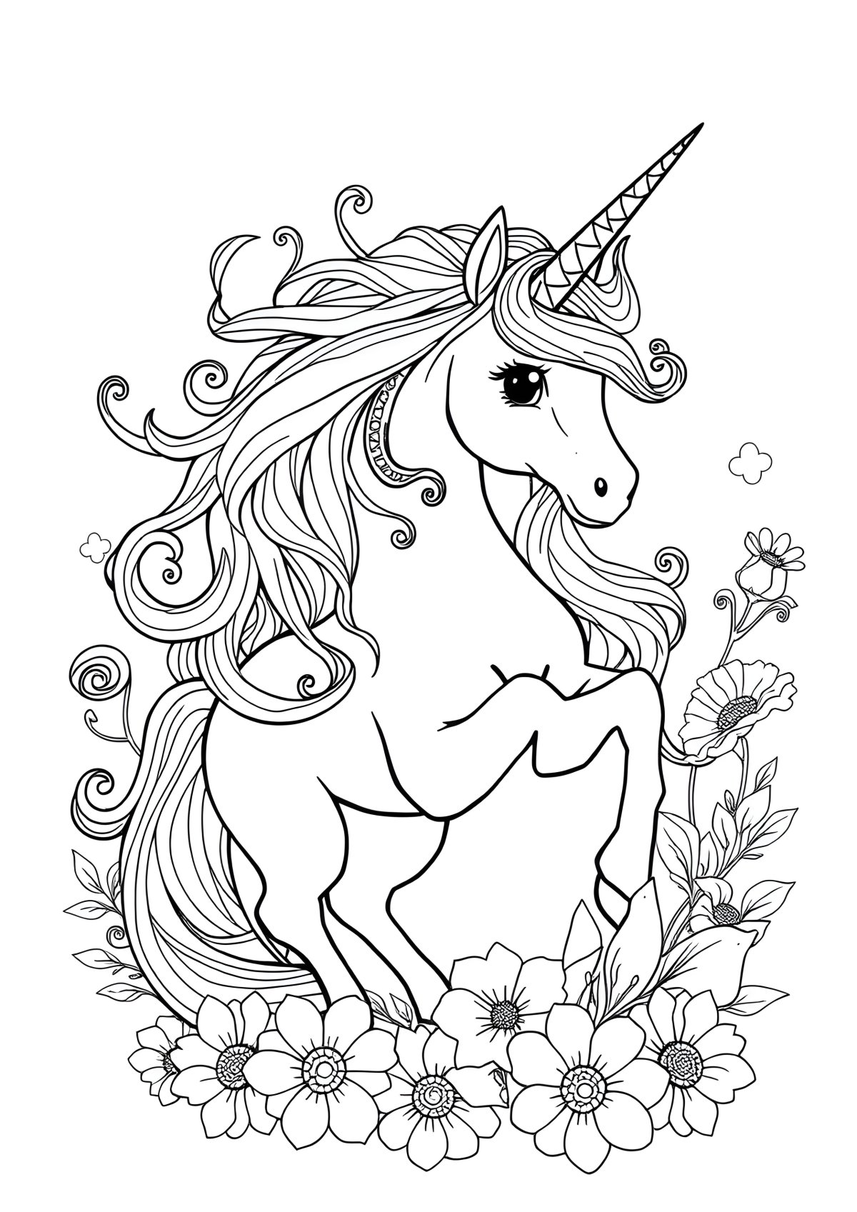 Unicorn Coloring Page For Teens coloring page for kids