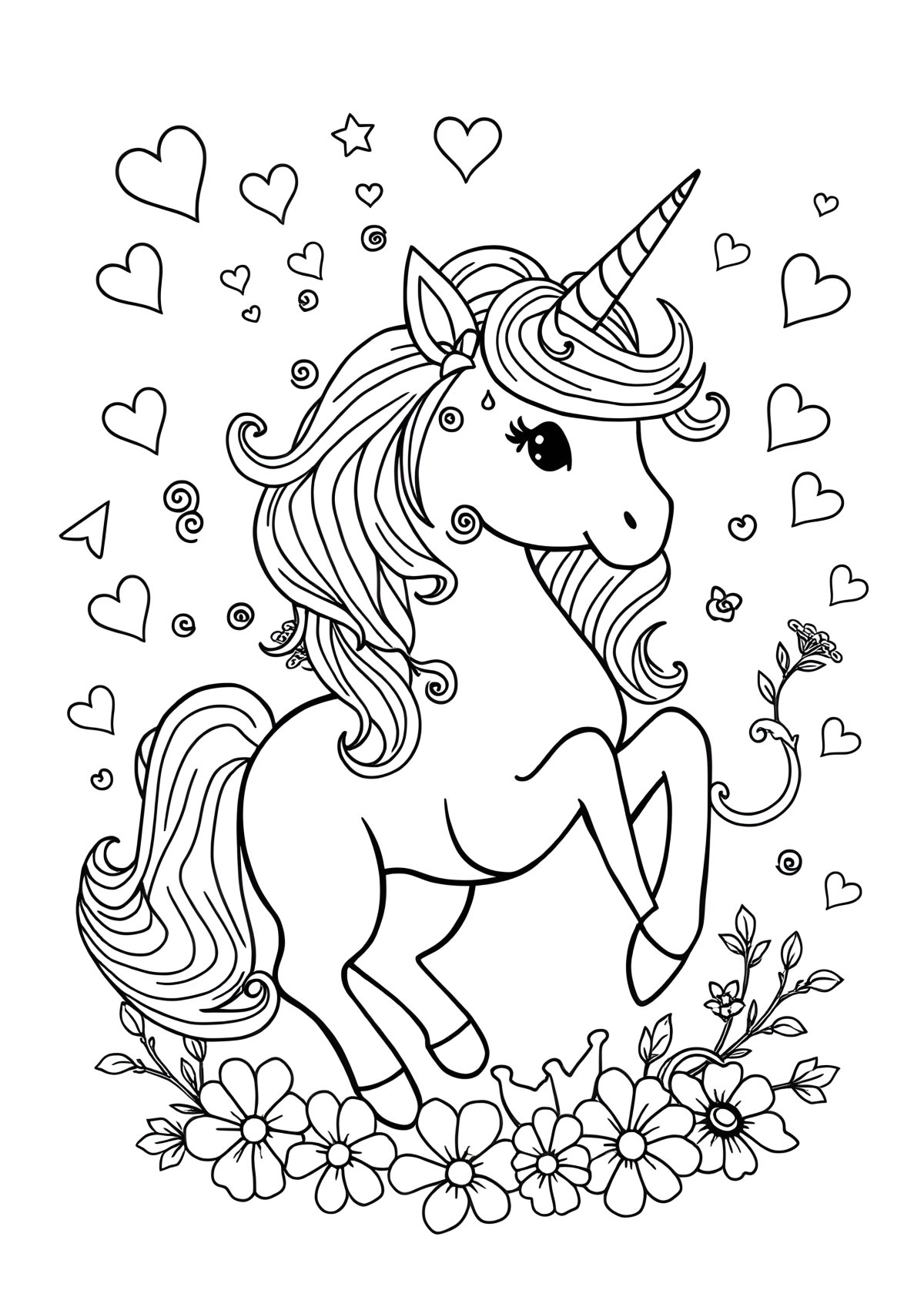 Unicorn Gel Pen Coloring Page coloring page for kids