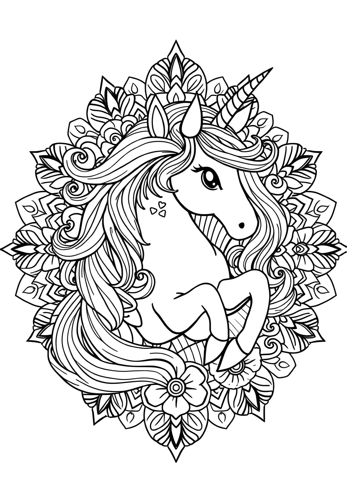 Unicorn Mandala Coloring Page For Adults coloring page for kids