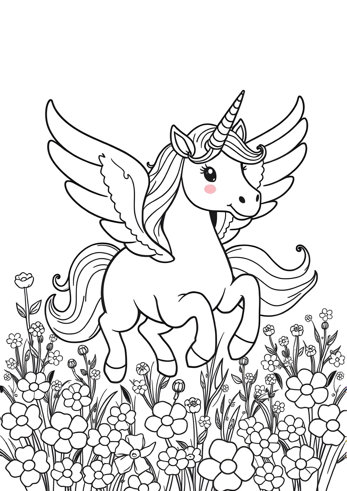 Unicorn With Wings Coloring Page For Kids coloring page for kids