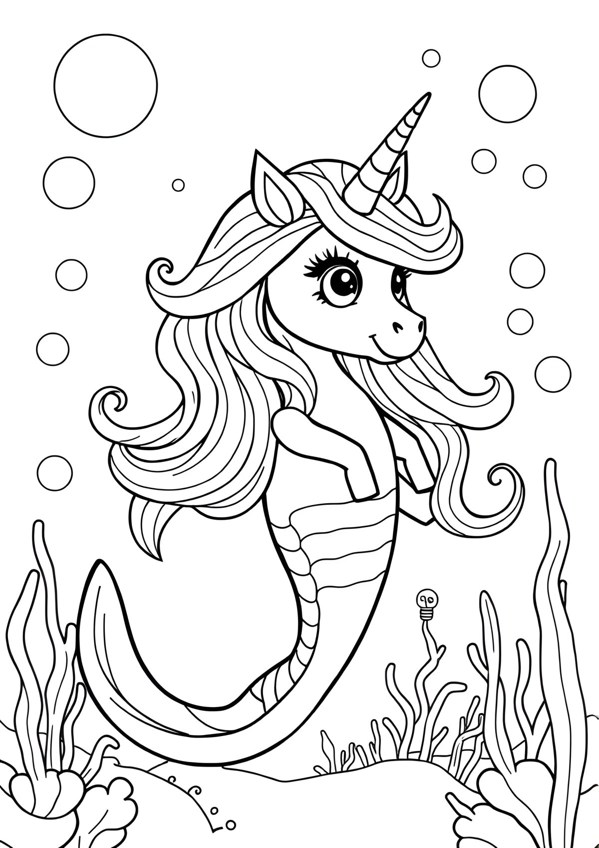 Print Unicorn Mermaid Coloring Page coloring page for kids