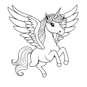 Unicorn With Wings Coloring Page Printable coloring page for kids