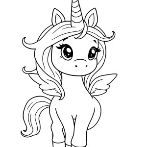 Printable Adorable Unicorn Coloring Page coloring page for kids