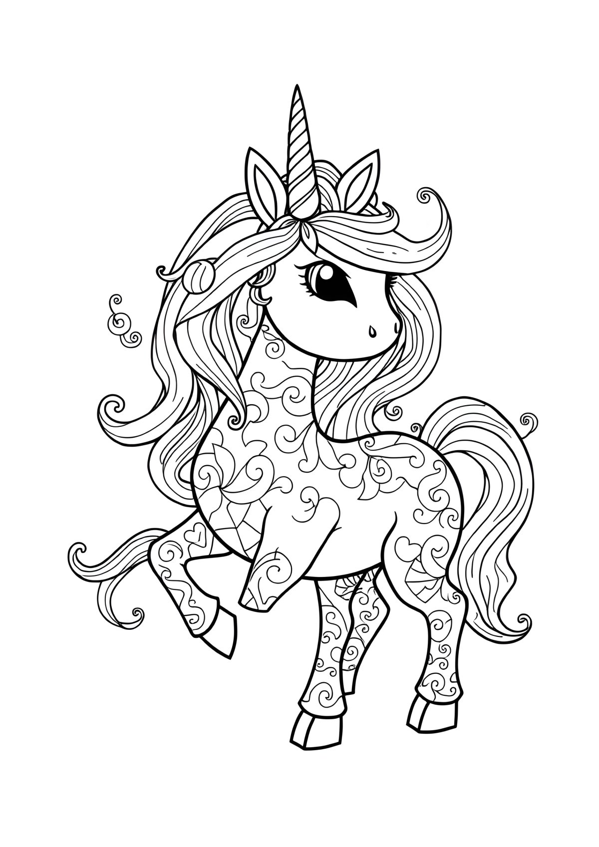 Unicorn Zentangle Coloring Page coloring page for kids
