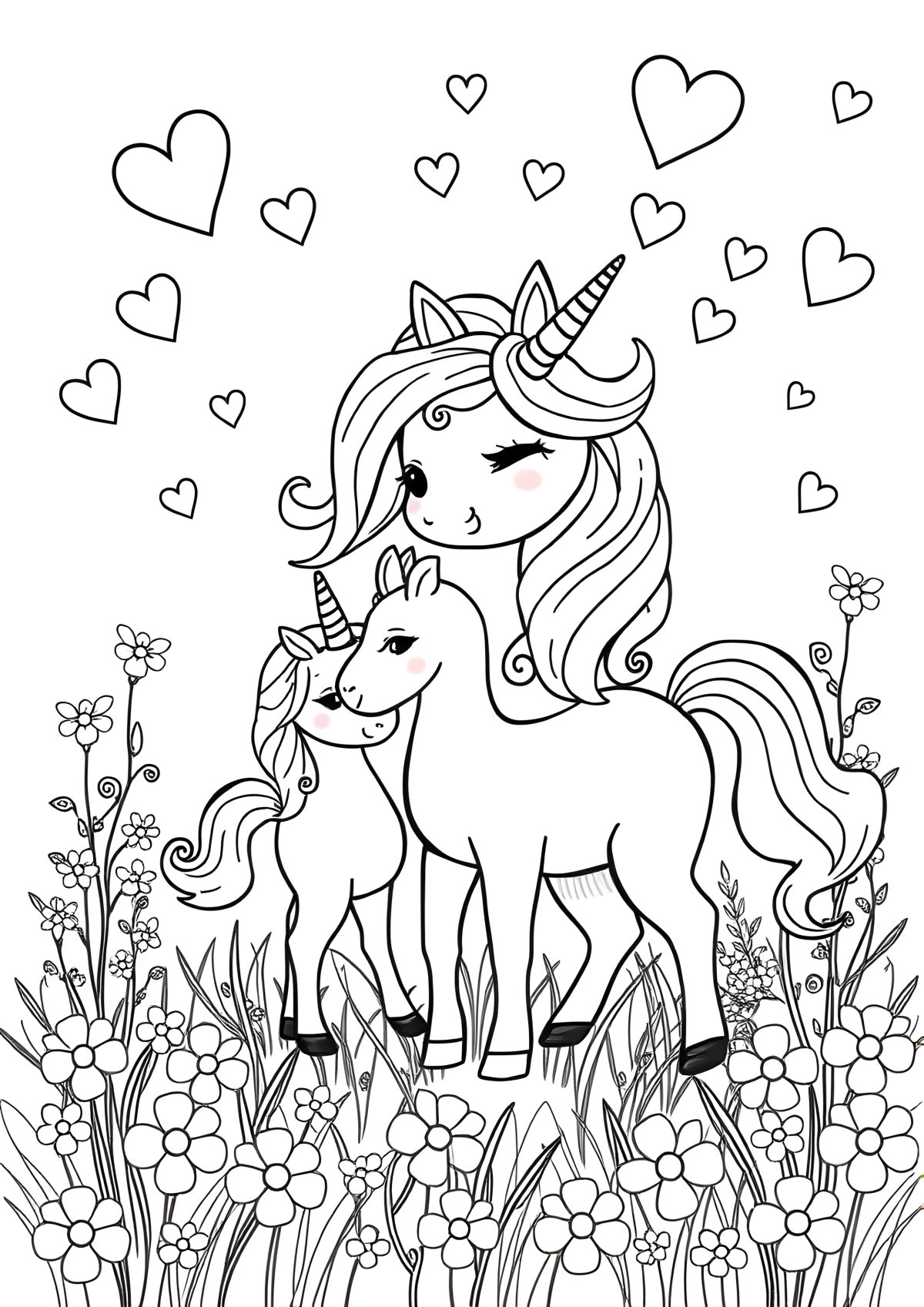Unicorn Mothers Day Coloring Page coloring page for kids