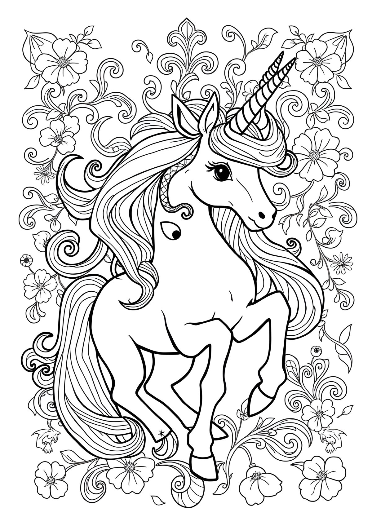 Advanced Unicorn Coloring Page For Adults coloring page for kids