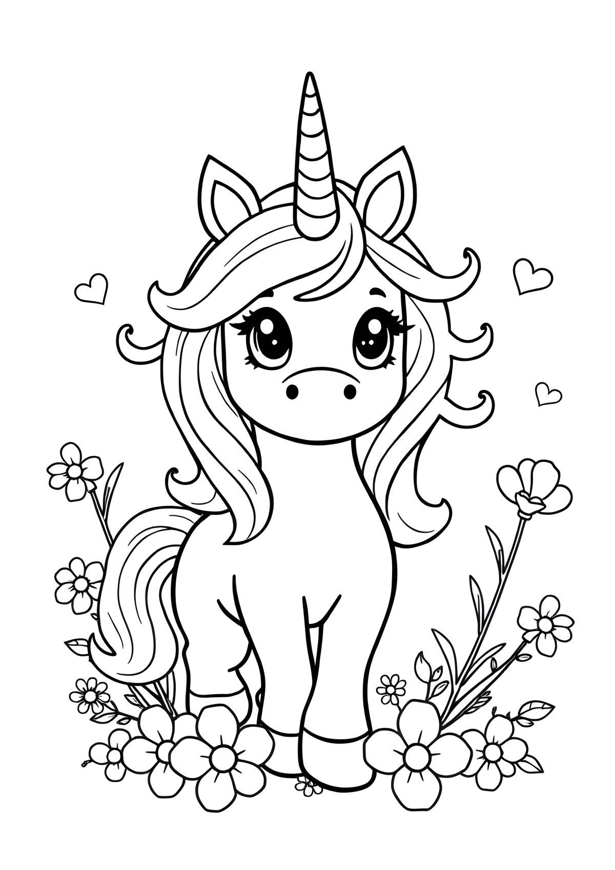 Printable Unicorn Coloring Page For Preschoolers coloring page for kids