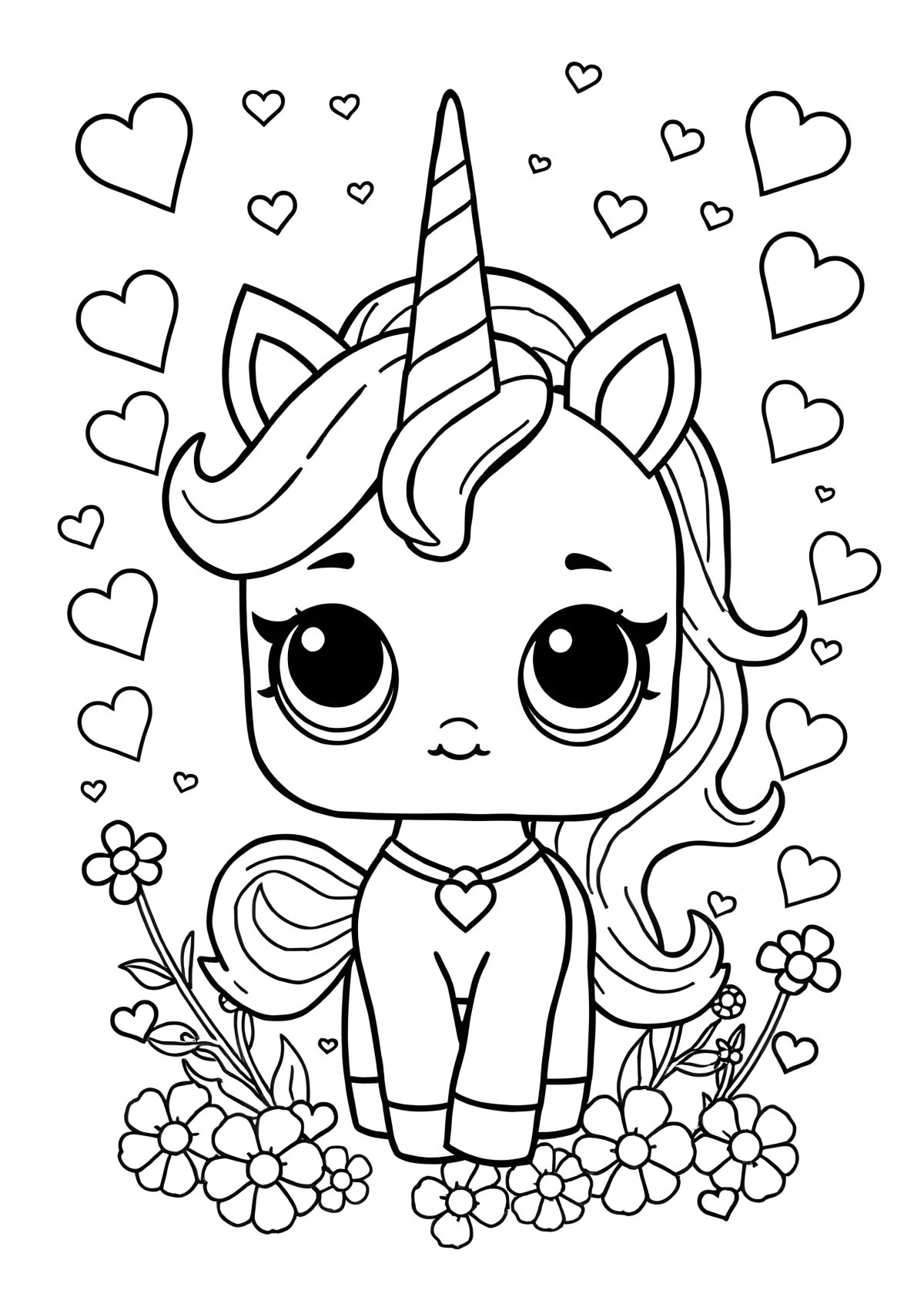 Unicorn Lol Omg Doll Coloring Page coloring page for kids
