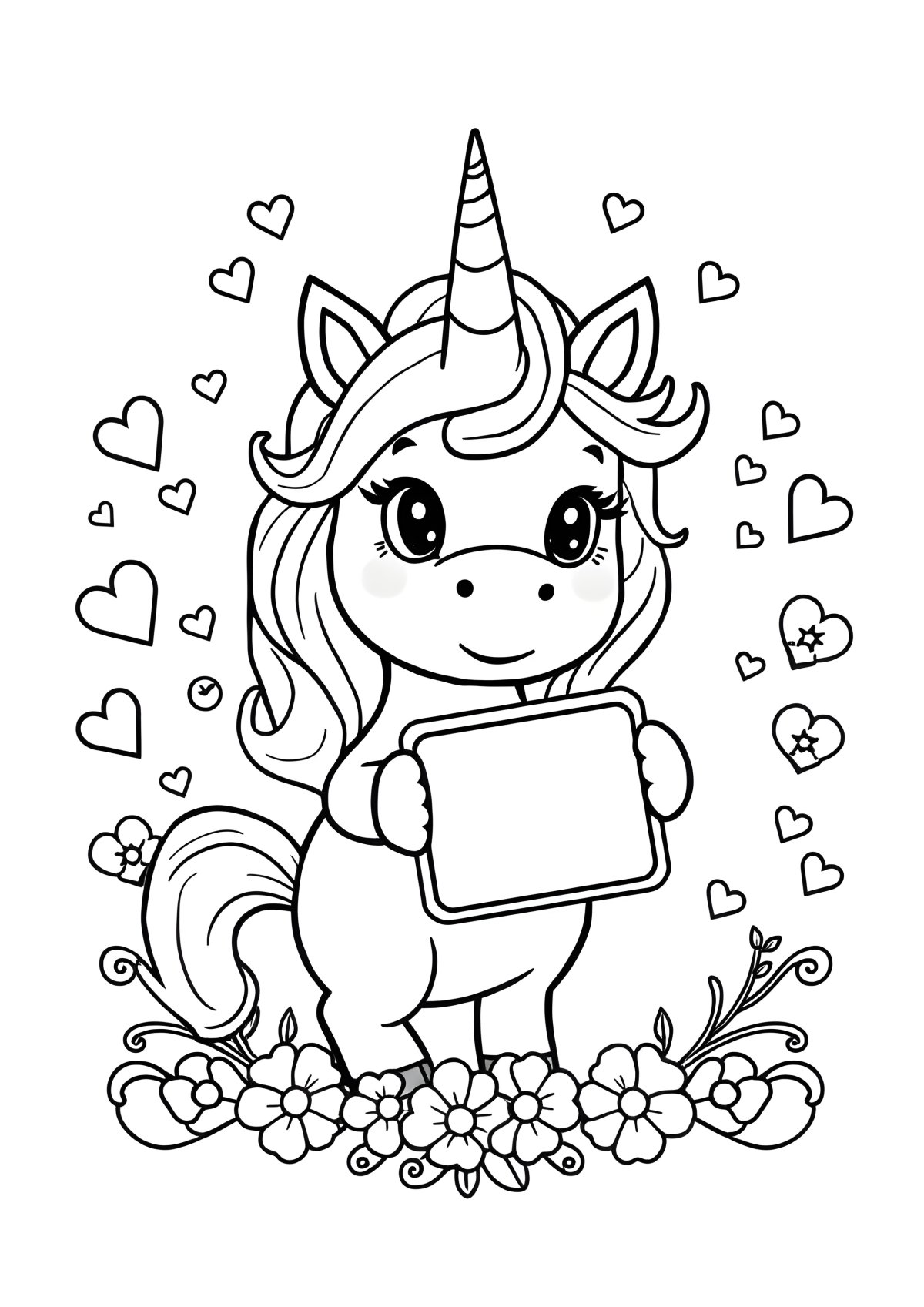 Unicorn Phone Coloring Page coloring page for kids