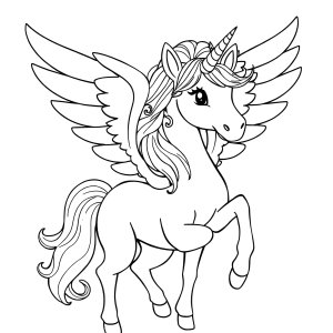 Winged Unicorn Beautiful Unicorn Unicorn Coloring Page coloring page for kids