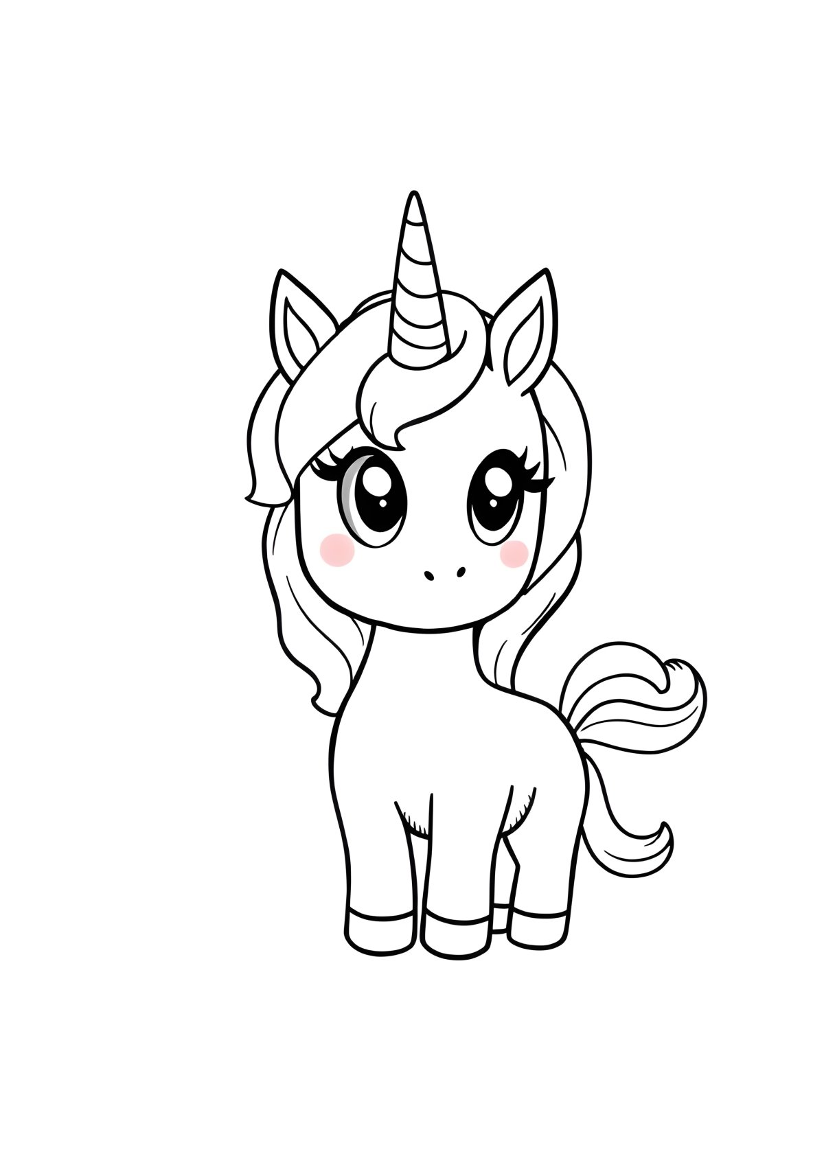 Chibi Unicorn Coloring Page coloring page for kids