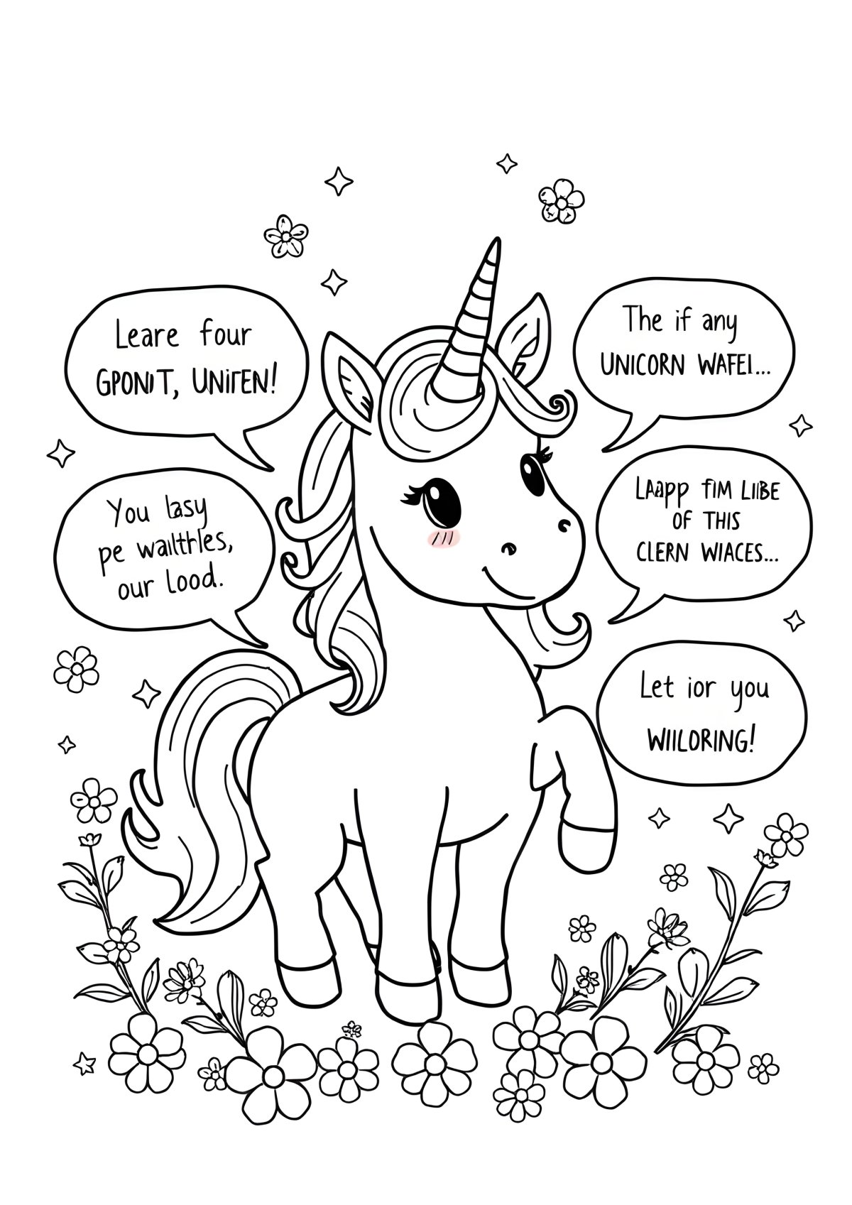 Unicorn Quotes Coloring Page coloring page for kids