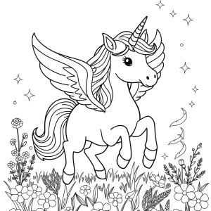 Winged Unicorn Coloring Page For Girls Unicorn coloring page for kids