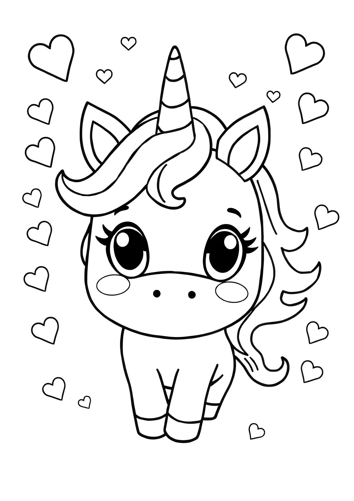 Coloring Page Unicorn Emoji coloring page for kids