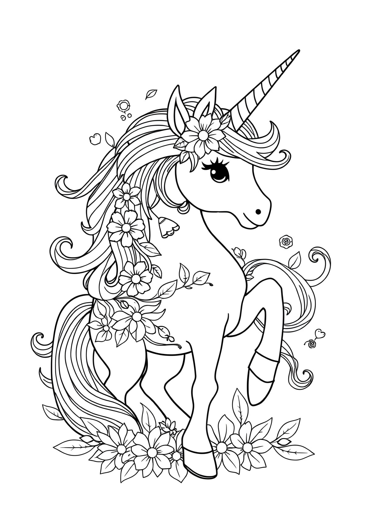 Coloring Page Unicorn Hard coloring page for kids