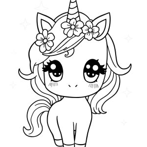 Cute Chibi Kawaii Unicorn Anime Girl Coloring Page Anime coloring page for kids