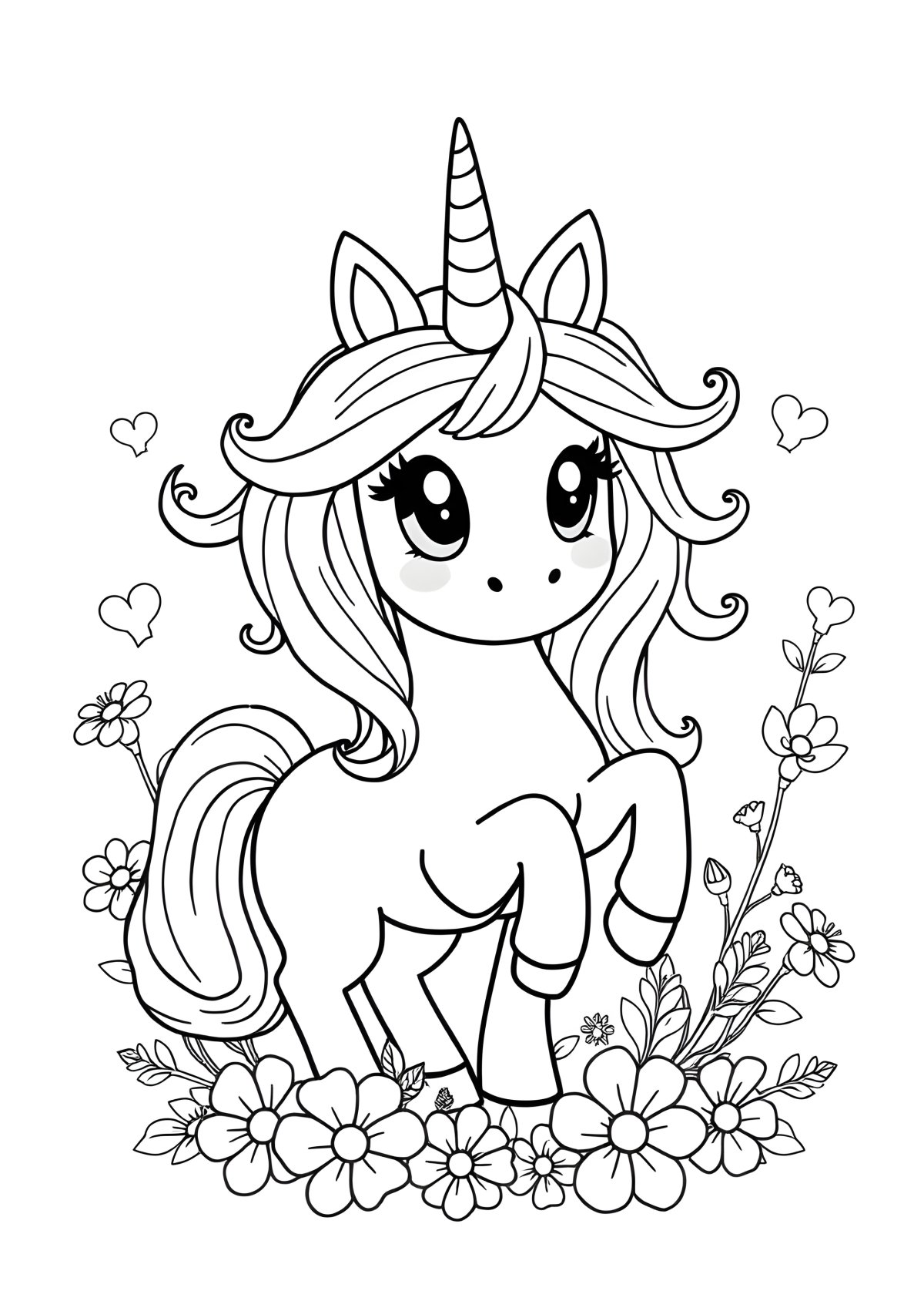 Printable Cute Unicorn Coloring Page For Adults coloring page for kids