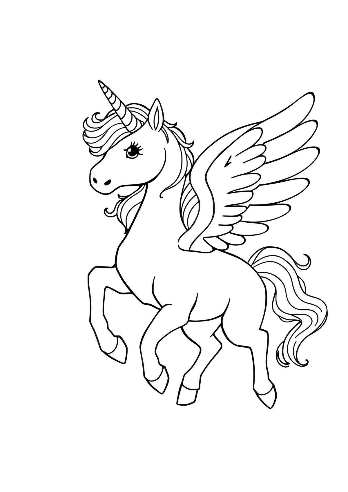 Winged Unicorn Pegasus Coloring Page coloring page for kids