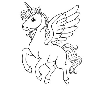Winged Unicorn Pegasus Coloring Page coloring page for kids