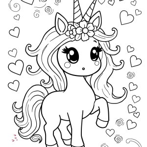 Printable Cute Unicorn Coloring Page For Girls coloring page for kids