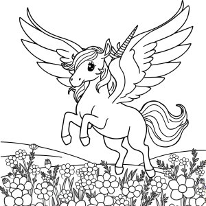 Winged Unicorn Unicorn Coloring Page coloring page for kids