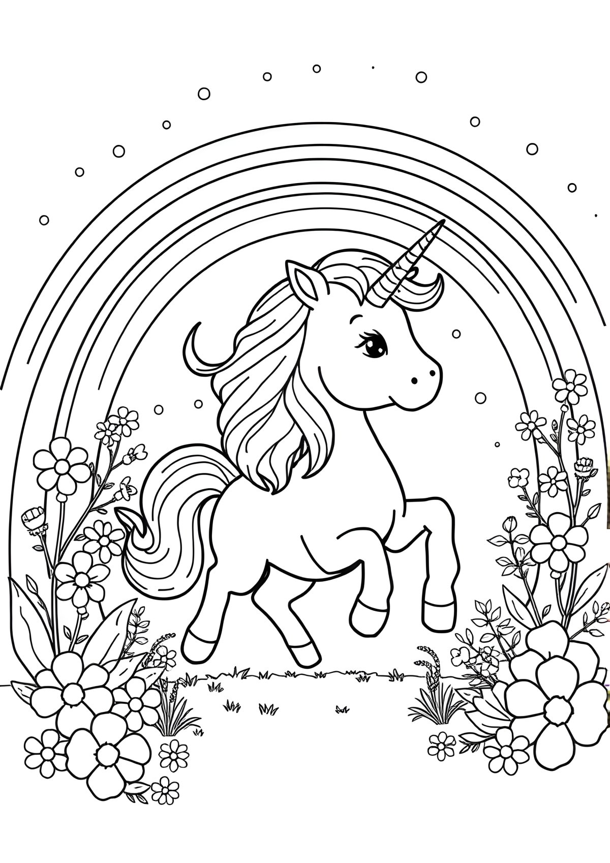Free Coloring Page Unicorn Rainbow coloring page for kids