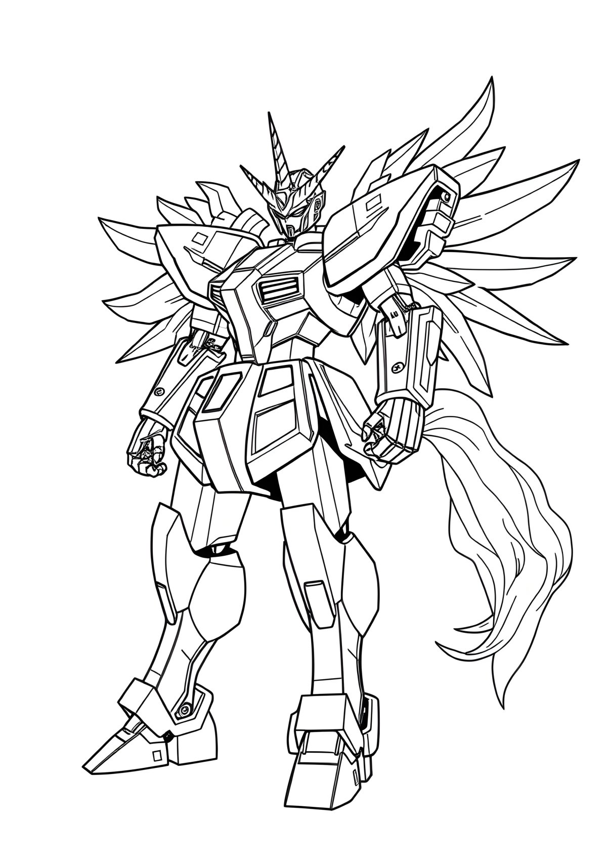 Unicorn Gundam Coloring Page coloring page for kids