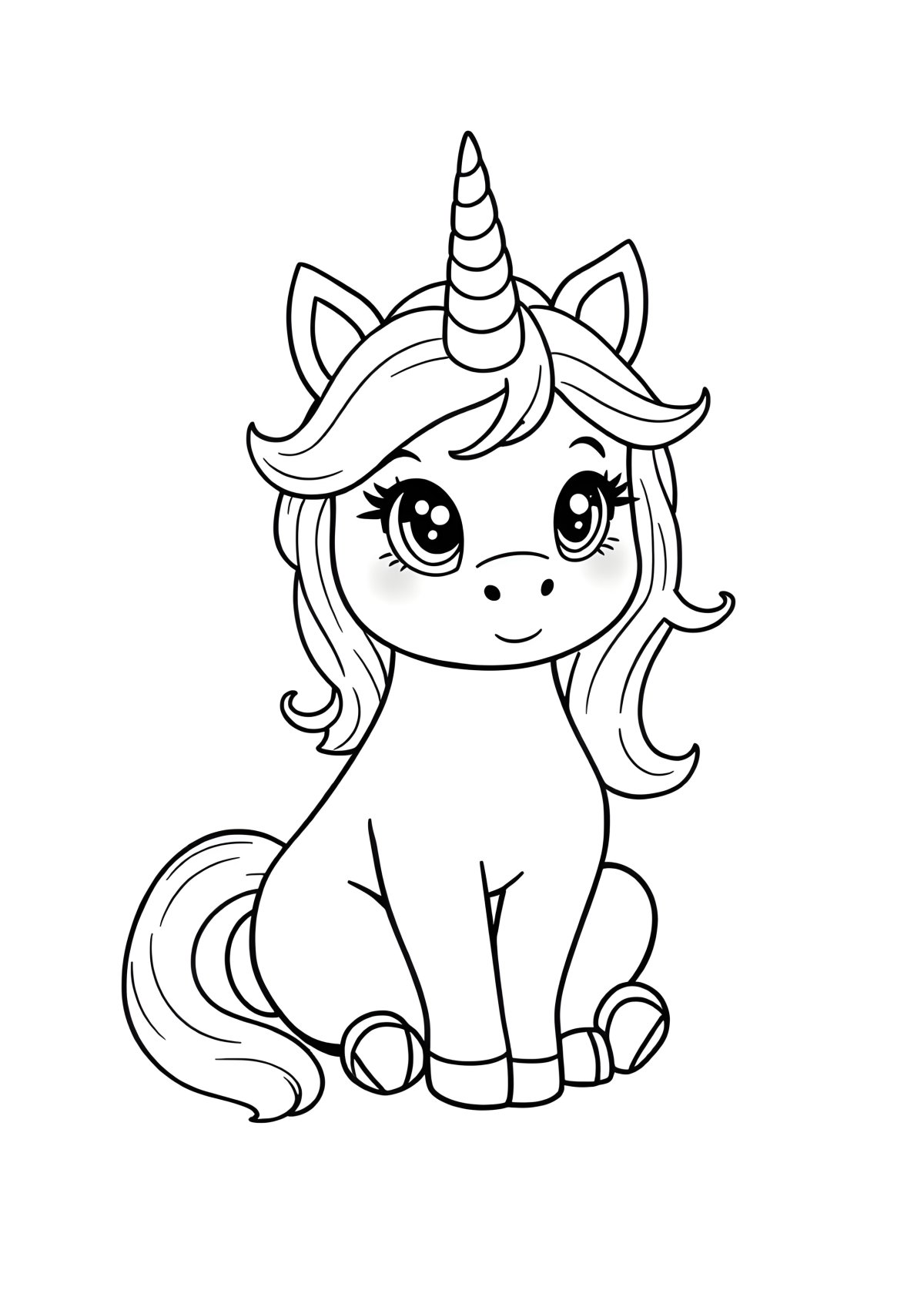 Adorable Unicorn Cat Coloring Page coloring page for kids