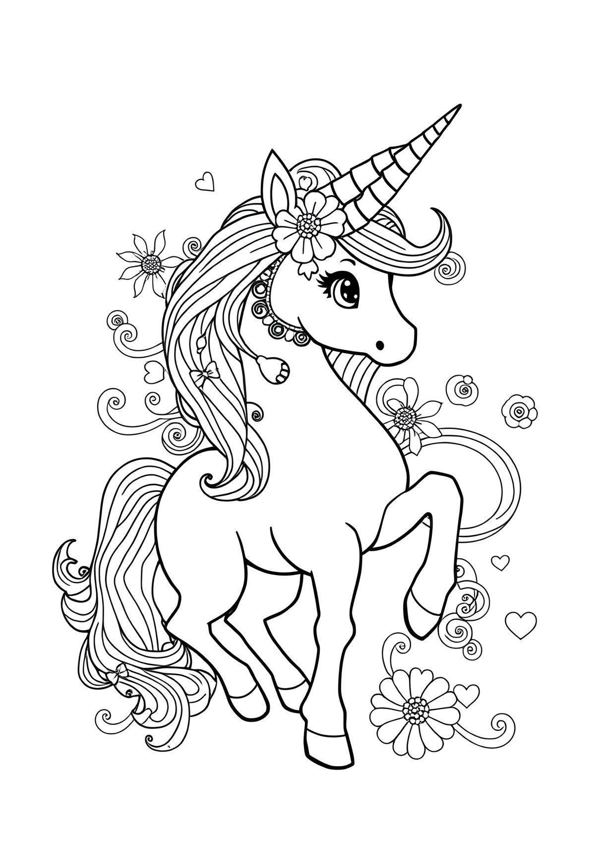 Difficult Unicorn Coloring Page coloring page for kids