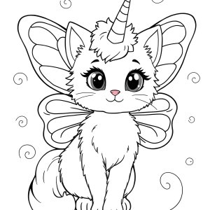Butterfly Unicorn Kitty Coloring Page coloring page for kids