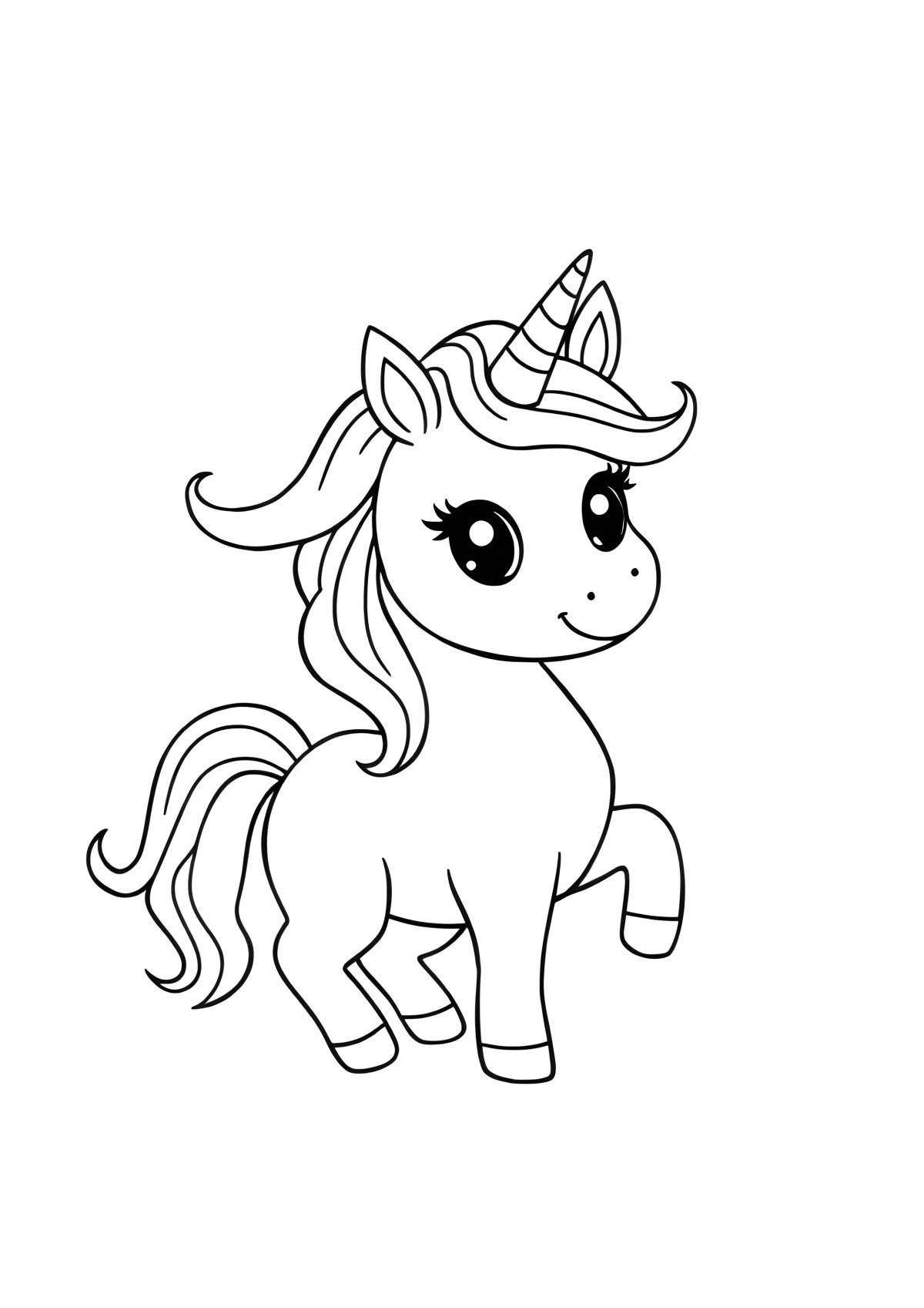 Free Printable Rainbow Cute Unicorn Coloring Page coloring page for kids