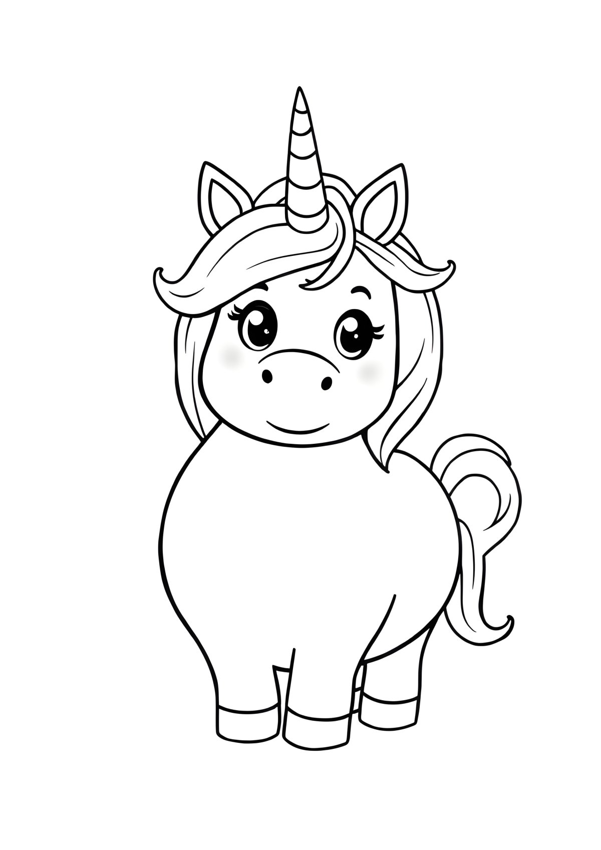 Chubby Unicorn Coloring Page coloring page for kids